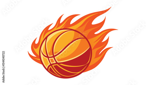 Fiery basketball logo design for sports teams