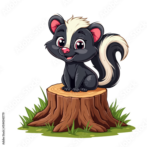 Hand drawn cartoon skunk vector illustration