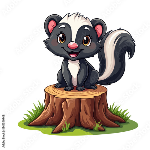 Hand drawn cartoon skunk vector illustration