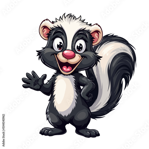 Hand drawn cartoon skunk vector illustration