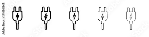 Plug icon black and white vector sign