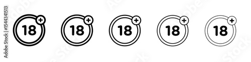 plus 18 movie icon black and white vector sign