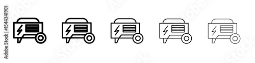 Portable power generator icon black and white vector sign