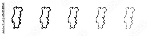 Portugal map icon black and white vector sign