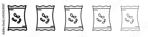 Potato chips Snacks bag icon black and white vector sign
