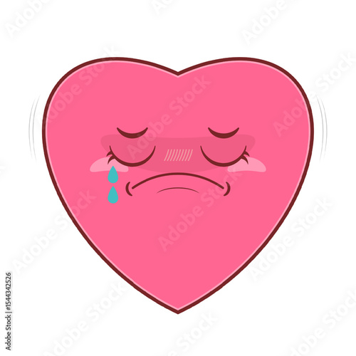 heart crying face cartoon cute