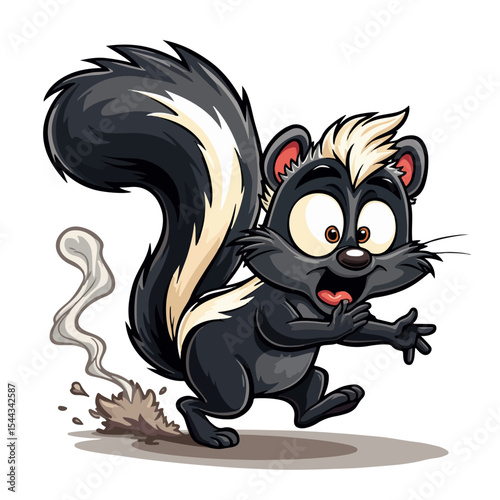 Hand drawn cartoon skunk vector illustration