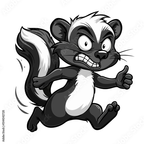 Hand drawn cartoon skunk vector illustration