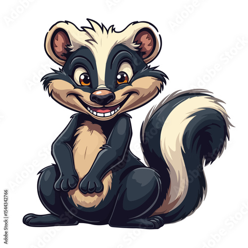 Hand drawn cartoon skunk vector illustration