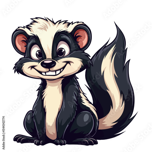 Hand drawn cartoon skunk vector illustration