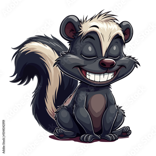 Hand drawn cartoon skunk vector illustration