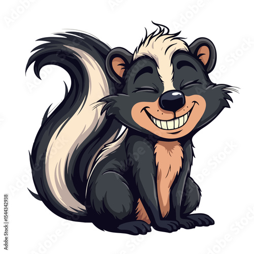 Hand drawn cartoon skunk vector illustration