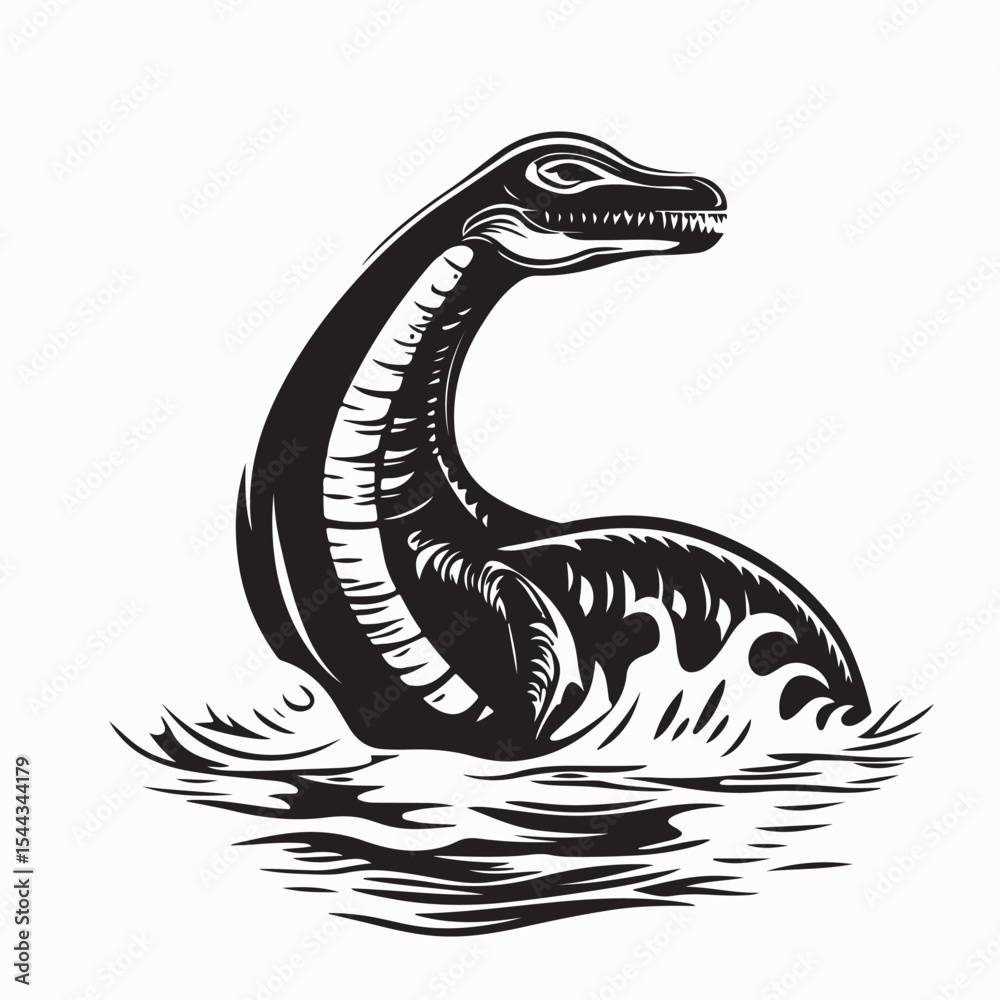 Fototapeta premium Plesiosaurus Dinosaur Ocean Vector Images Isolated on white background.