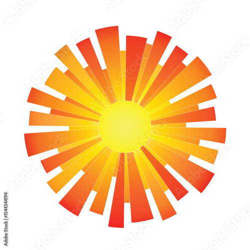 Geometric sun stylization, summer sunlight, sun rays, vector drawing