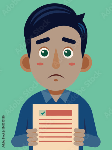 Hispanic man with worried expression holding deportation notice, hands trembling slightly, conveying anxiety and uncertainty about immigration status and future