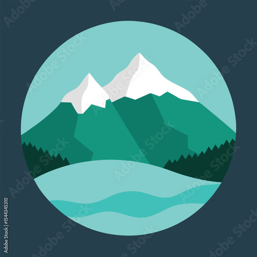 Simple minimalist mountain peak logo design silhouette, hills icon illustration, mountain vector silhouette Clipart design, Minimalist Mountain Landscape Vectors Illustration