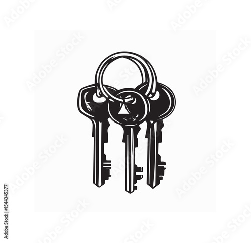 Bunch of Keys Image Vector Isolated on white background.