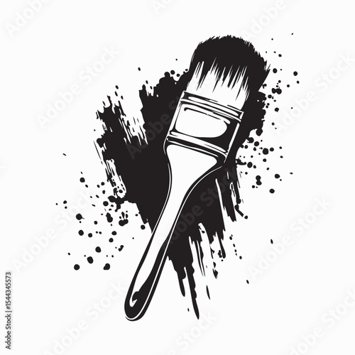 Artistic Paintbrush Creating Beautiful Colorful Stroke on Canvas Vector Illustration
