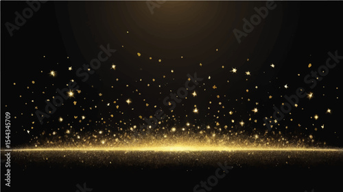 Abstract Christmas night sky with glowing tree lights and sparkling stars