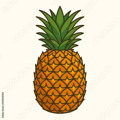 Vector logo of a golden pineapple, elegant and simple, using negative space, isolated on a pure white background.