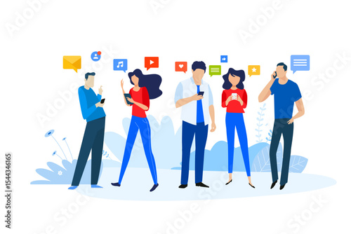 People and Social Media Concept Illustration – Digital Connectivity and Online Interaction