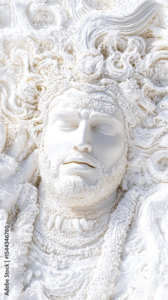 Obraz premium Serene Snow Shiva Sculpture