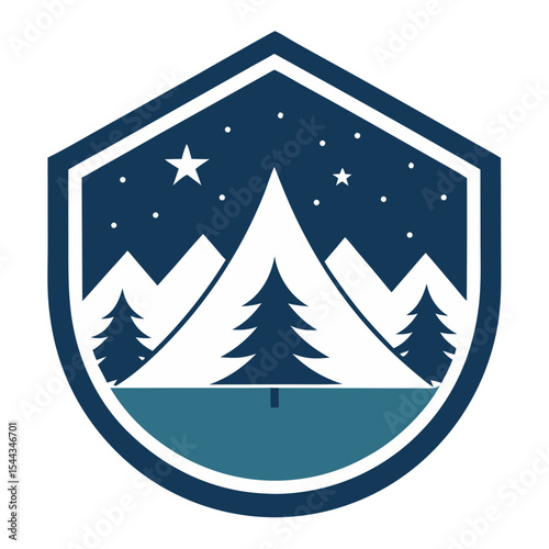 Mountain landscape badge night scene graphic design