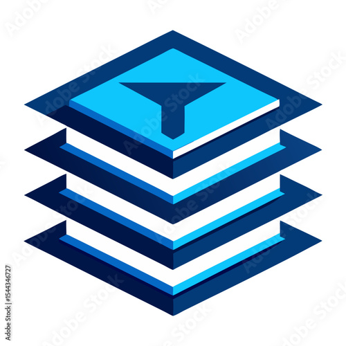 Abstract layered data funnel icon design