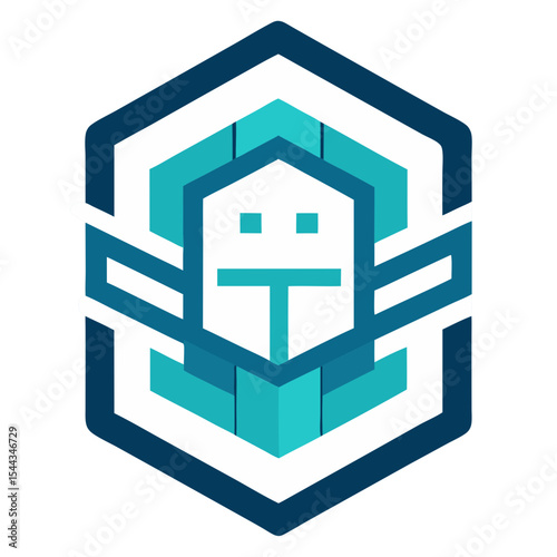 Abstract hexagon logo design teal and blue