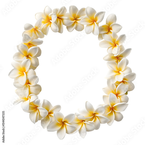 hawaii garland of frangipani flowers on transparent background
