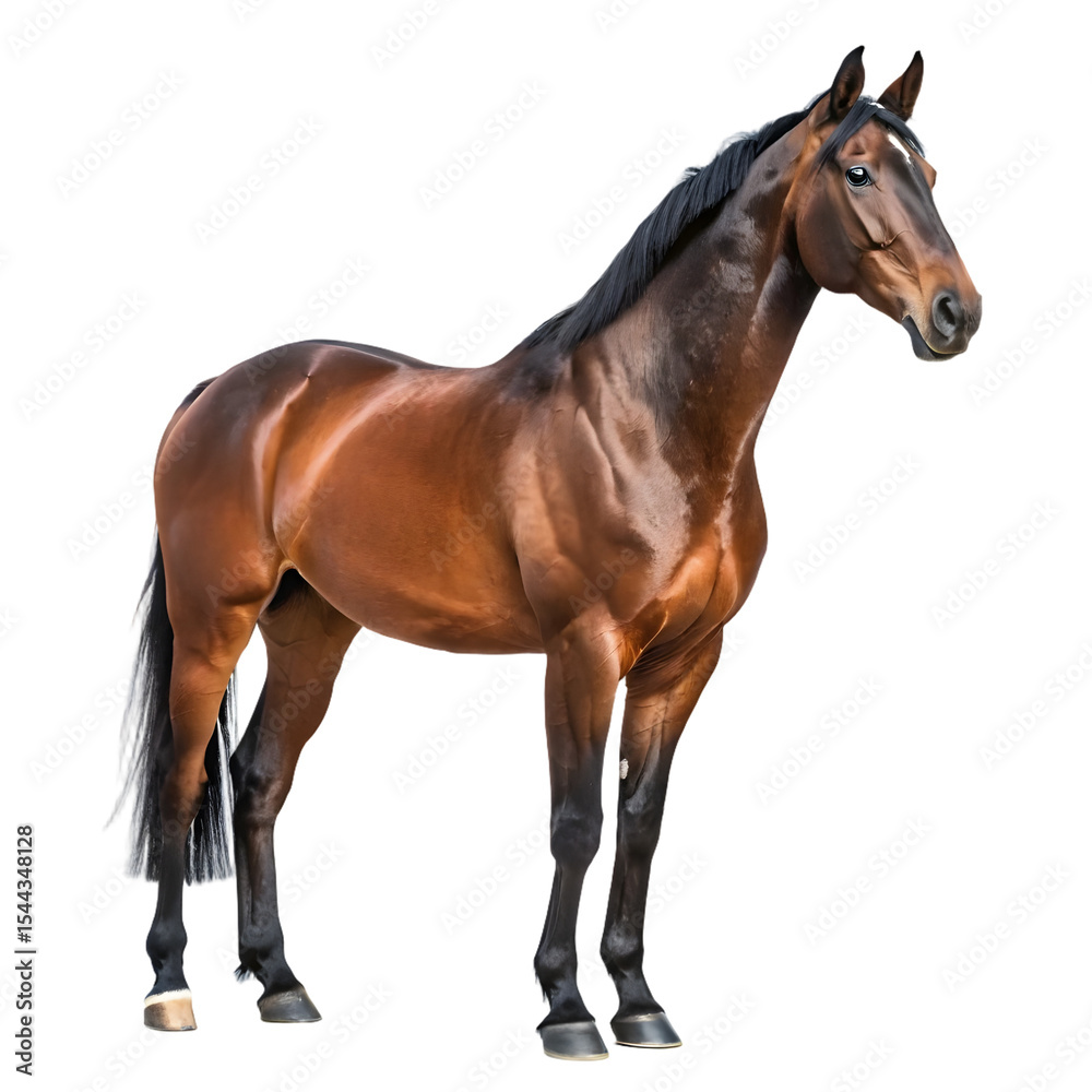 Fototapeta premium A powerful bay horse isolated on transparent background