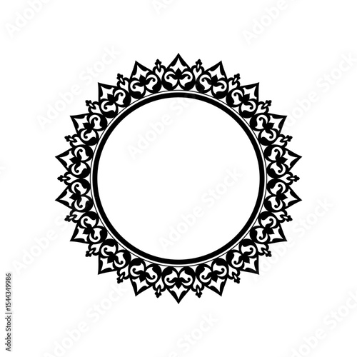 Frame An elegant circular vector element for designs in Eastern style, a place for Arabic text or calligraphy. Motif or ornament in black color.