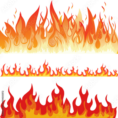 Set of Vector Cartoon Fire Flames Elements in Flat Style