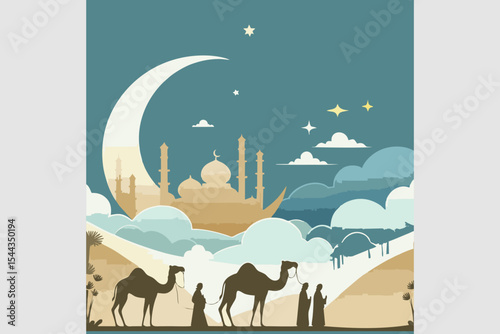This is an Islamic background image suitable for use in Islamic New Year commemoration designs, Islamic holidays, Islamic holidays, banners, flyers, Muslims, posters,