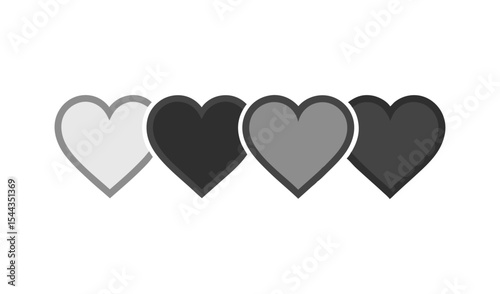 Four grayscale hearts rating progress bar