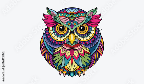 Colorful mandala owl illustration design