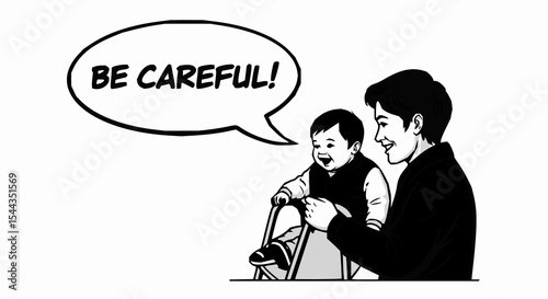 A Woman watching her child on a playground says, "Be careful!"
