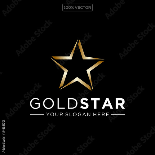 Gold star logo, star logo template vector