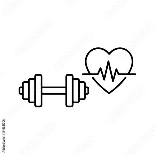 Dumbbell and heartbeat symbol representing fitness and health  