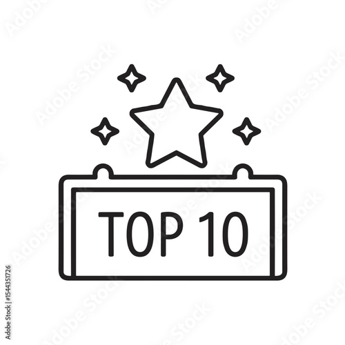 Top 10 list with star and sparkles in simple line design  