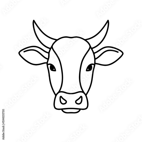 Simple line drawing of a cow head in minimalist style  