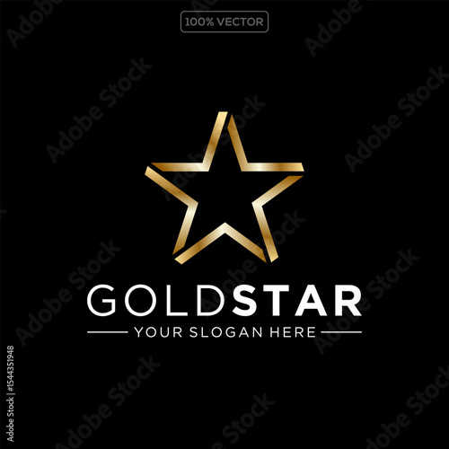 Gold star logo, star logo template icon