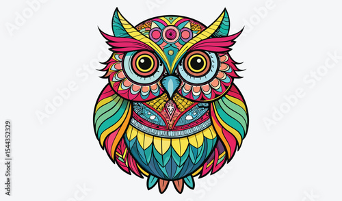 Colorful ornate owl mandala art illustration