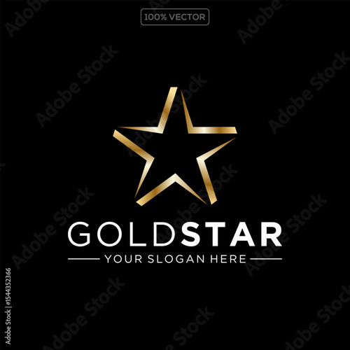 Gold star logo, star logo template vector stock