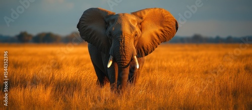Elephant on Grassy Field