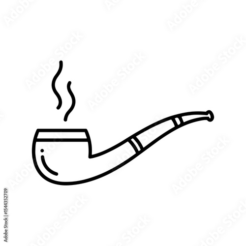 Classic smoking pipe with smoke rising in minimalist design  