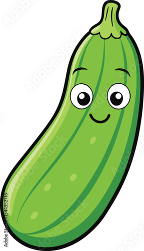 Happy zucchini cartoon isolated on white background