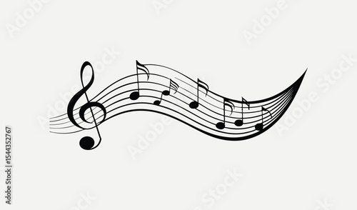 Elegant wavy musical notes treble clef design