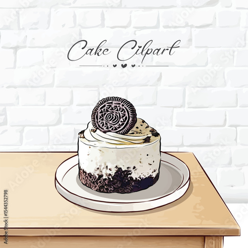 Hand drawn dessert Sweet cakes composition