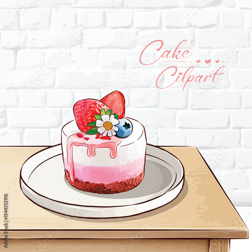 Hand drawn dessert Sweet cakes composition